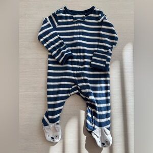 Carter's Navy and White Striped Footed One Piece